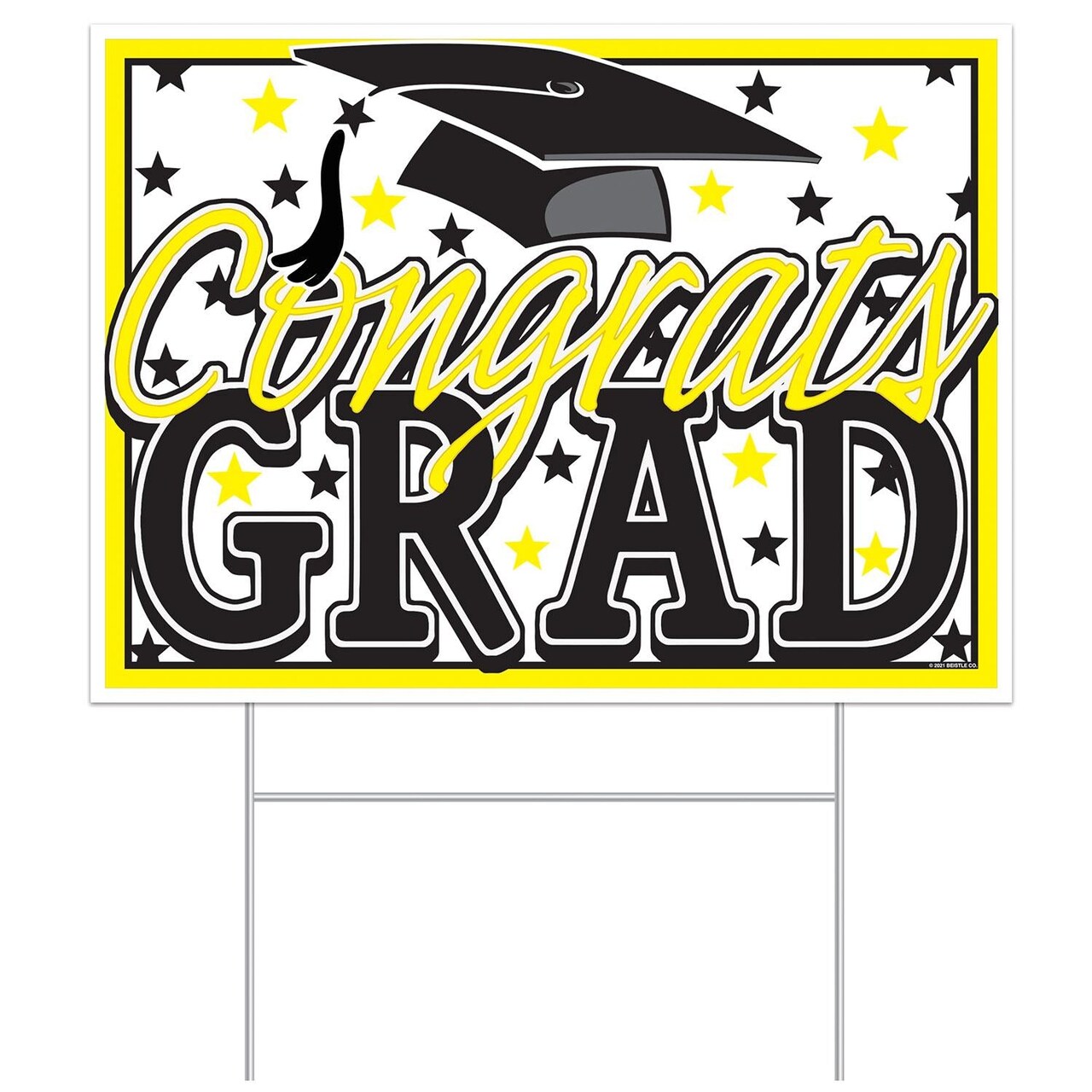6 Pack Bulk Plastic Yellow Congrats Grad Graduation Party Yard Sign
